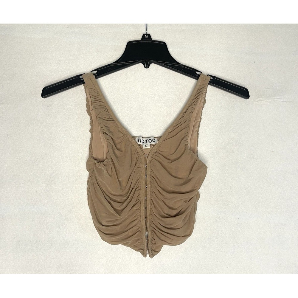 Tic Tok Going Out Corset Crop Ruched Top Large‎ Brown Festival Fairy Coquette
